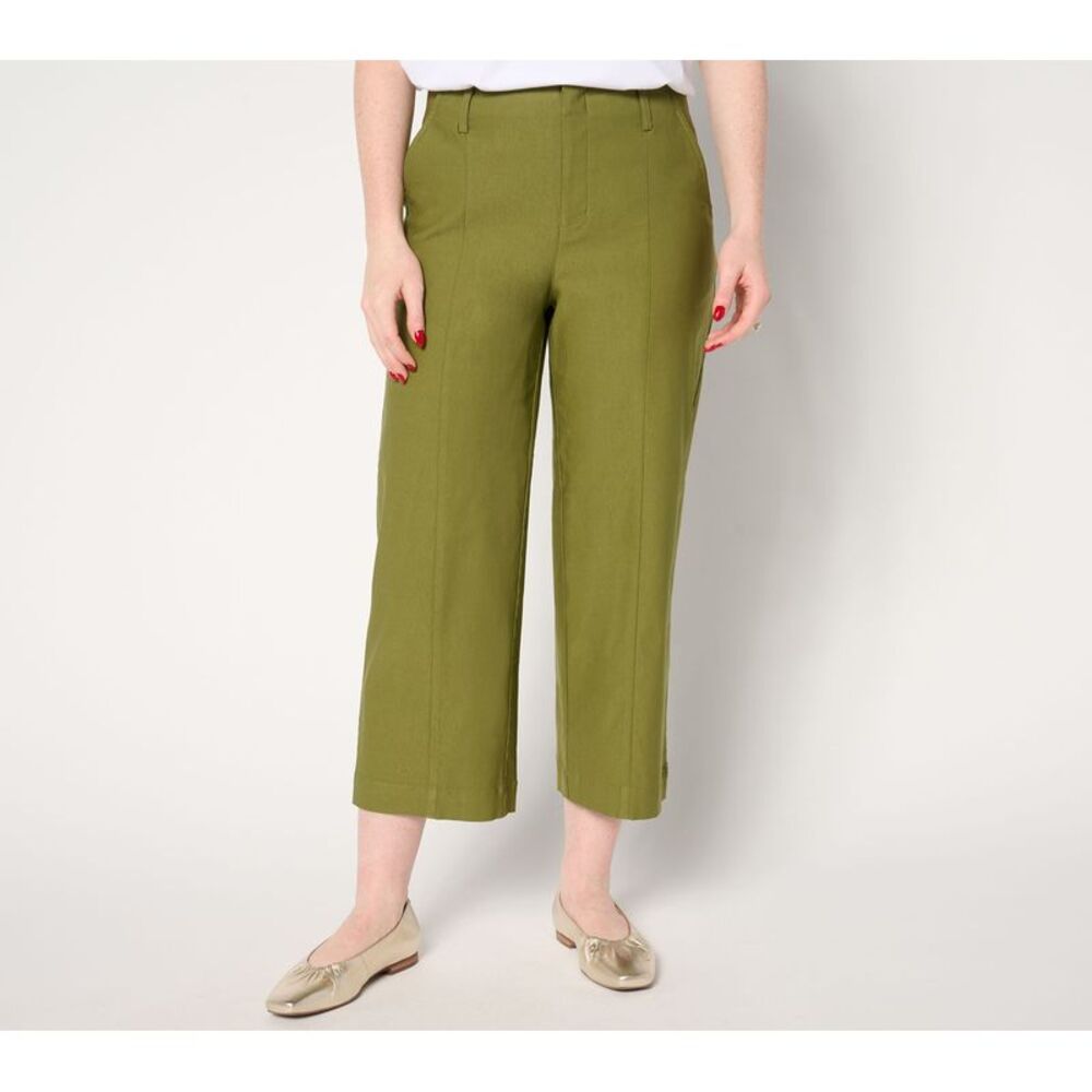 Joan Rivers Classics Collection Women's Petite Pants PS Wide Leg Green A679965